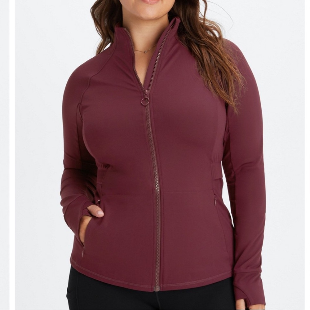 Fabletics Trinity Performance Women Burgundy Jack… - image 1